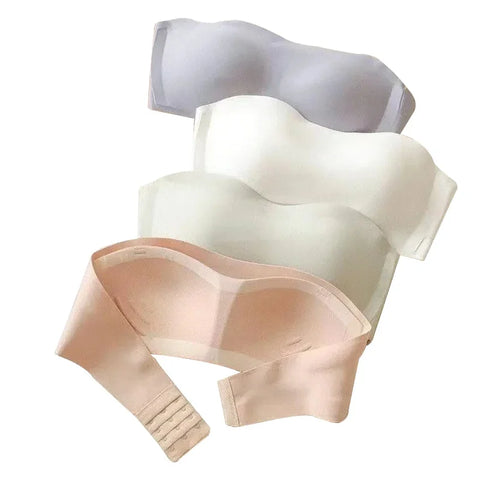 Seamless Tube Top Bra with Invisible Straps - Non-Slip Wireless Bralette for Women