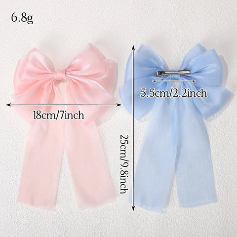 1 STUKS Meisjes Blauw Roze Grote Strik Lint Haarspeld - Elegante Lente Zomer Haaraccessoires 
