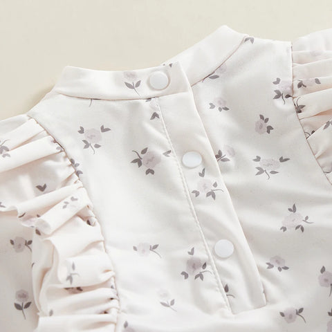 Tregren Kids Baby Meisjes Lange Mouwen Bloemen Geruit Badpak