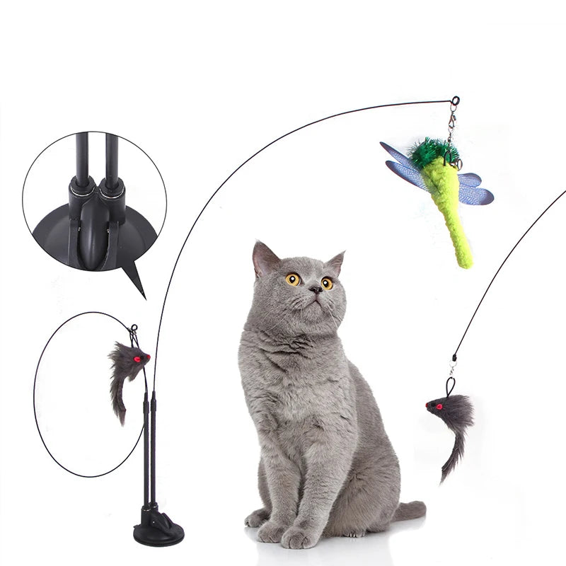 Interactive Cat Toy: Simulation Bird with Bell and Sucker Base