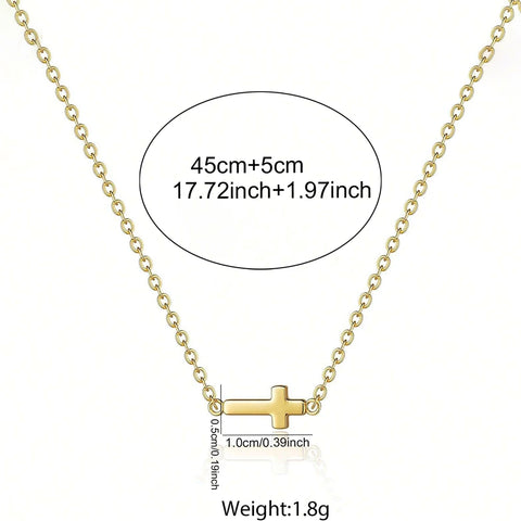 DGIDDK Stainless Steel Delicate Vintage Cross Pendant Necklace - Simple Fashion Faith Jewelry for Women