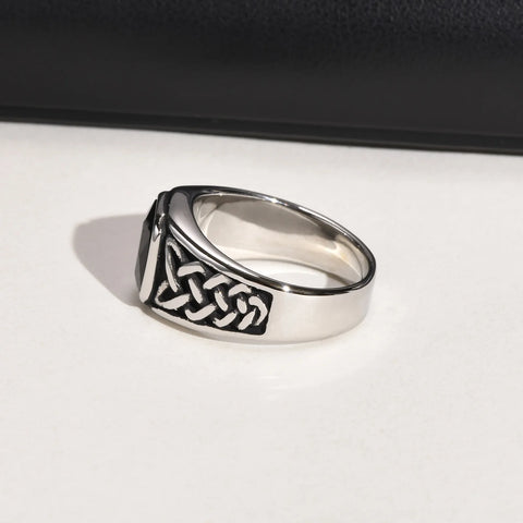 Punk Vintage Ethnic Rings for Men - Retro Viking Knot Rune Signet Ring Jewelry
