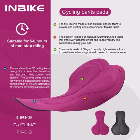 INBIKE Women's Padded Cycling Shorts with Pockets for MTB and Road Biking