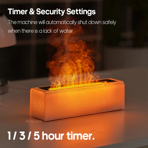 KINSCOTER Essential Oil Aroma Diffuser with Realistic Flame Effect and RGB Night Light