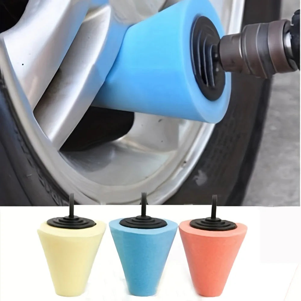 Car Hub Polishing Sponge Grinding Head - Conical Sponge Wheel for Metal & Plastic
