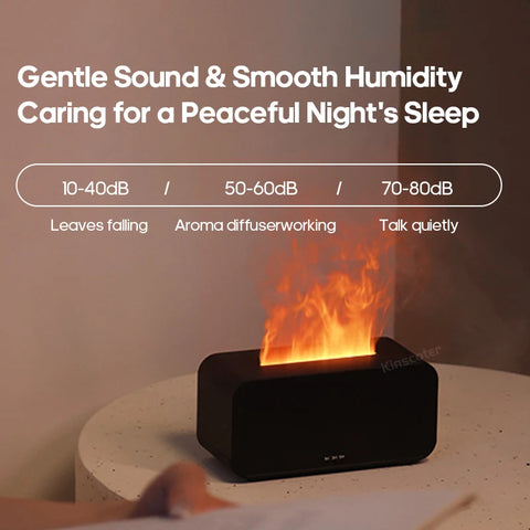 New Simulation Flame Aromatherapy Machine Mini Air Humidifier with LED Colorful Light and Timer