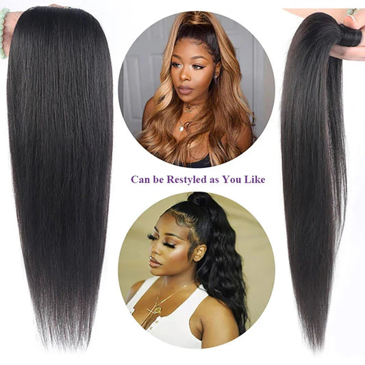 Straight Drawstring Ponytail 100% Human Hair Extensions