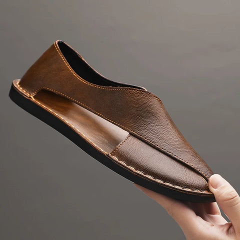 Sommerliche handgefertigte Herrensandalen aus Leder