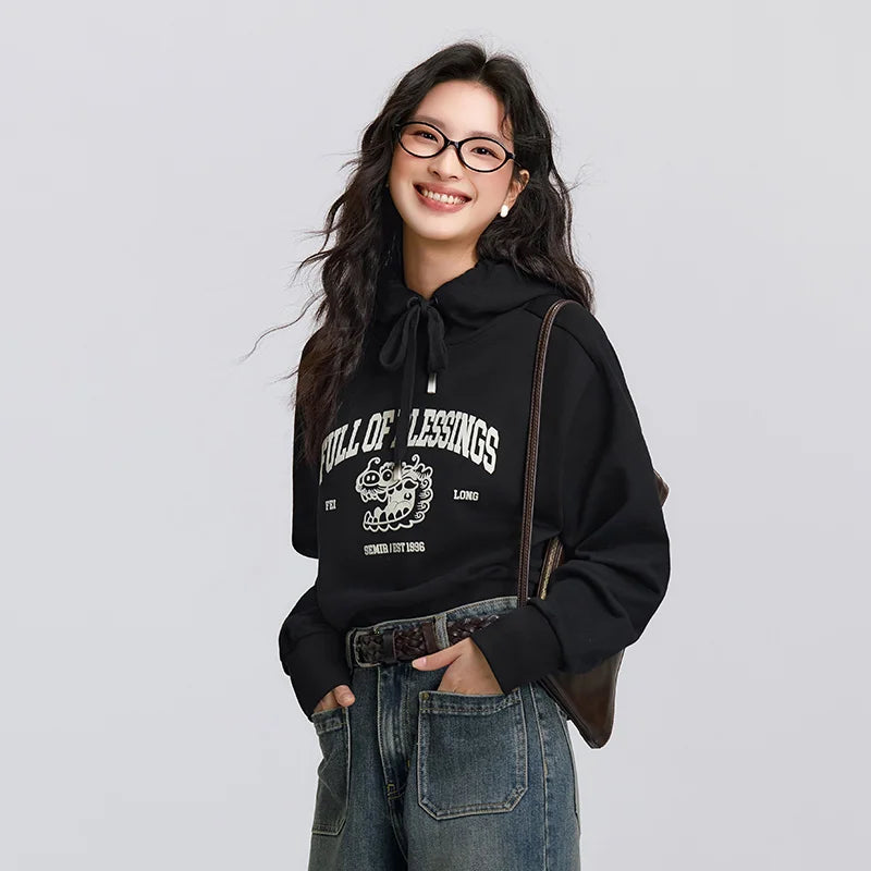 Semir Women's Short Style Printed Hoodie