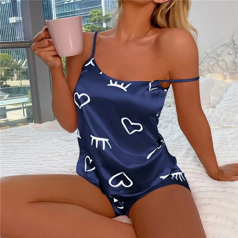 Women Ice Silk Pajamas Set - Comfortable Summer Sleepwear