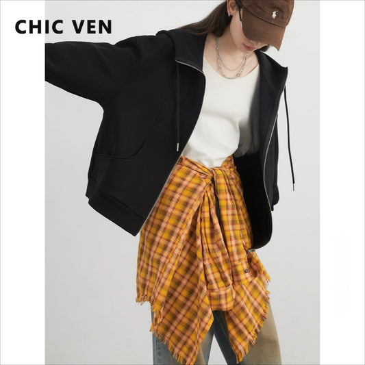 CHIC VEN Women Drawstring Hooded Sweatshirt