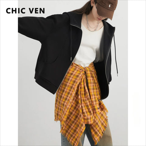 CHIC VEN Dames Sweatshirt met Trekkoord en Capuchon 