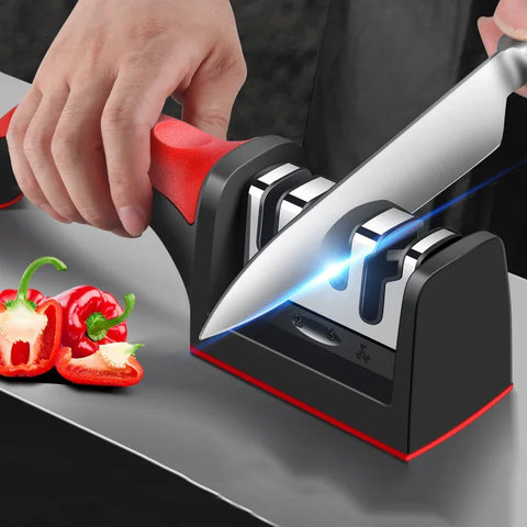 3-Segment Knife Sharpener - Stainless Steel Three-Purpose Sharpening Tool for Kitchen Knives