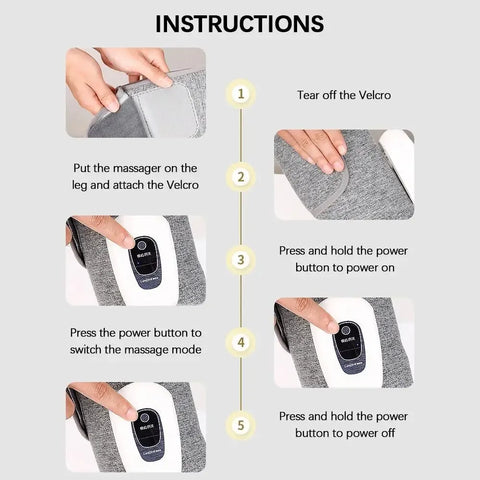 Wireless Rechargeable Electric Leg Massager - 3 Modes Air Compression Calf Massage