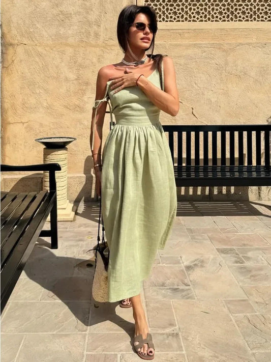 TARUXY Sexy Backless Beach Dress for Women - Elegant V Neck Maxi Sundress