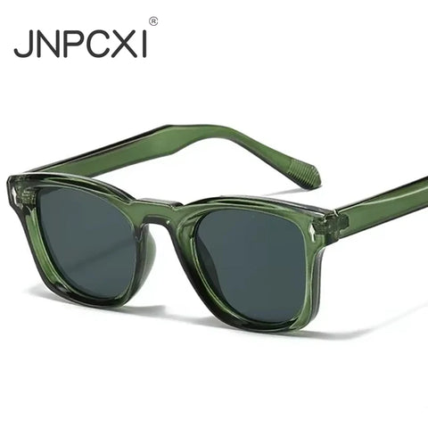 JNPCXI Retro vierkante klinknagel zonnebril - Groen &amp; zwart gradiënt UV400 unisex zonnebrillen