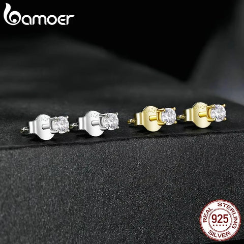 BAMOER Simple Moissanite Stud Earrings – 925 Sterling Silver
