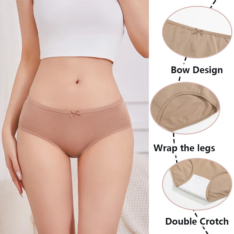 FINETOO 4Pcs Cotton Women's Seamless Plus Size Panties