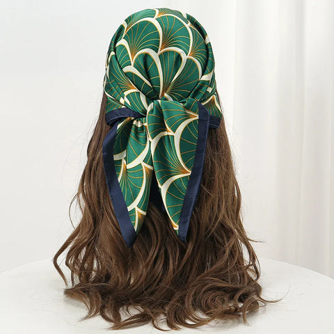 Luxury Satin Silk Square Scarf for Women