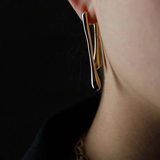 Fashion Metal Water Drop Long Pendant Earrings for Women - Vintage Geometric Jewelry for Parties