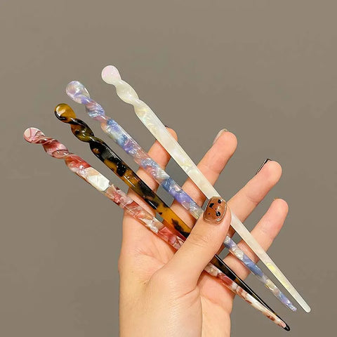 Vintage Chinese Style Hair Sticks for Women - Fashion Acetate Chopstick Hair Clips Jewelry Accessories