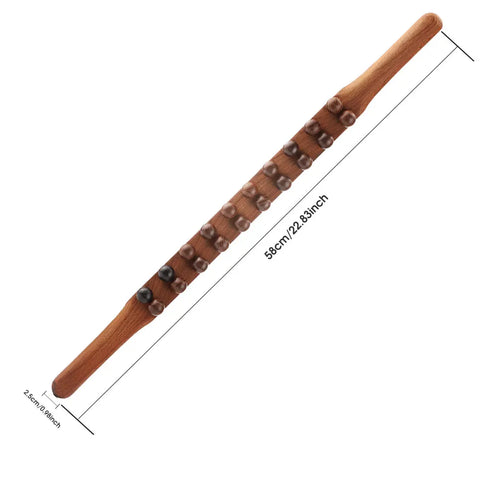 20/8 Beads Universal Back Massage Tendons Beech Wood Scraping Stick