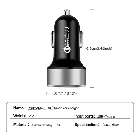 SEAMETAL 38W Car Charger with LED Voltmeter
