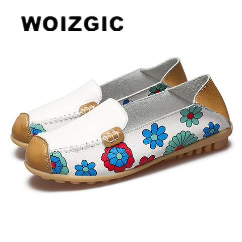 WOIZGIC Ladies Genuine Leather Flats for Spring & Autumn