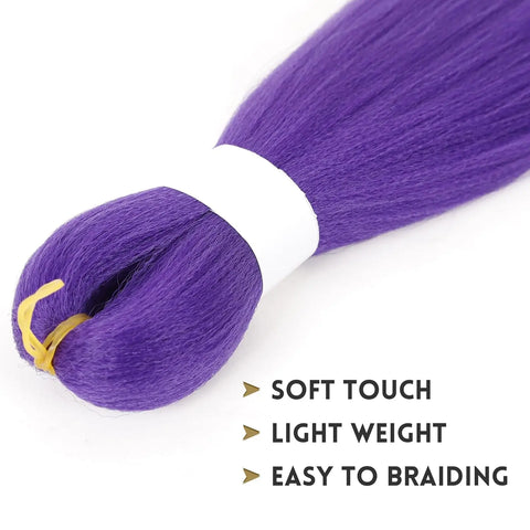 Long Purple Braiding Hair - Pre-Stretched Synthetic Extensions for Stunning Styles