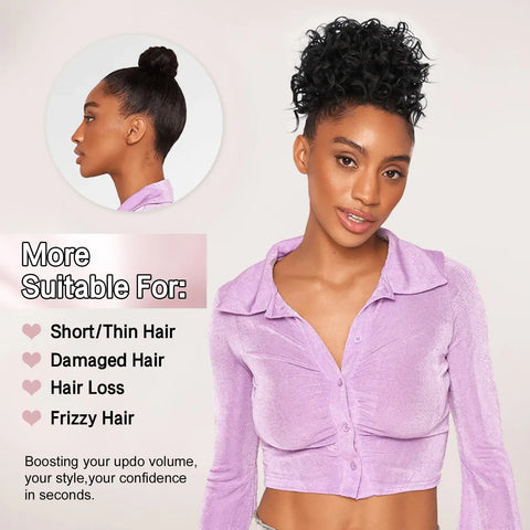 Messy Hair Bun Hair Piece - Large Curly Loose Wave Ponytail Extension