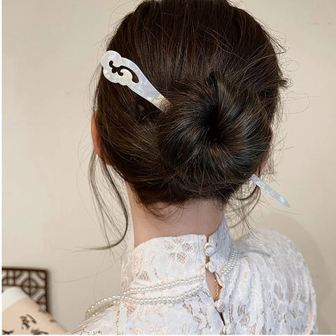 Vintage Chinese Style Hair Sticks - Elegant Acetate Hairpins for Women
