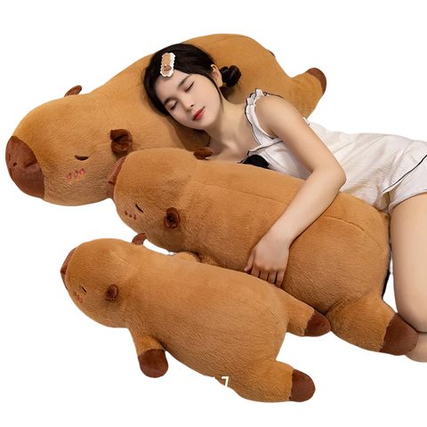 Giant Capybara Plush Toy – Stuffed with Angel Wings & Heart Cheeks, Hug Pillow for Napping & Décor