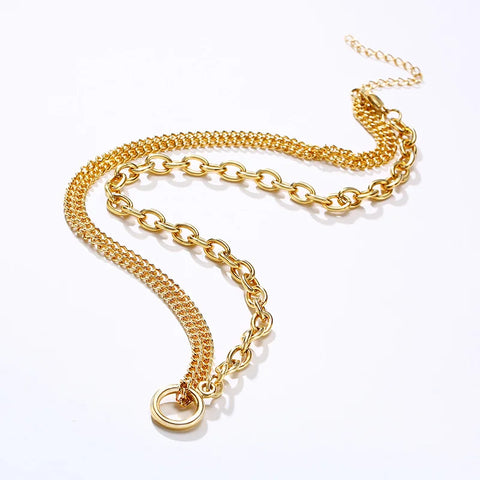 Oval Cable Link Double Cuban Chain Necklace for Women - Stainless Steel Fashion Jewelry