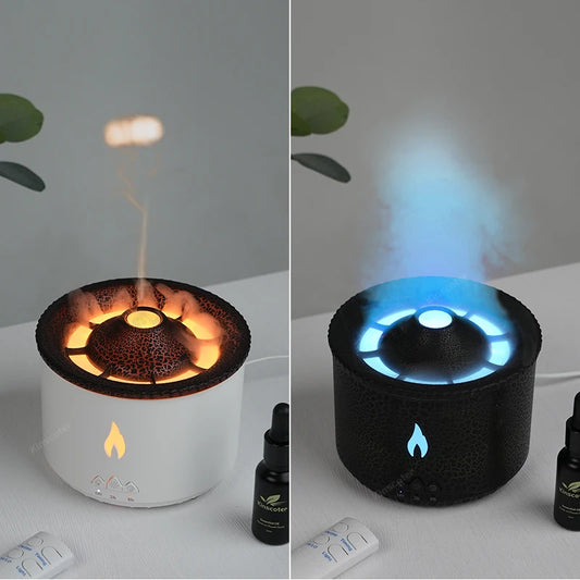 KINSCOTER Volcano Flame Aroma Diffuser - Jellyfish Smoke Ring Air Humidifier 360ml