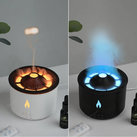 KINSCOTER Volcano Flame Aroma Diffuser - Jellyfish Smoke Ring Air Humidifier 360ml