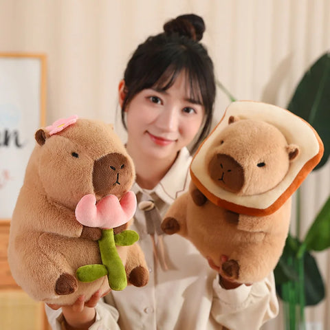 Lotus Leaf Capybara Plush Toy – Oyster, Bee & Cosplay Animal Designs with Backpack Accessories
