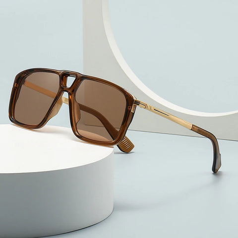 SHAUNA Retro pilotenzonnebril met dubbele brug - UV400-verloop, unisex zonnebril met klinknageldetail