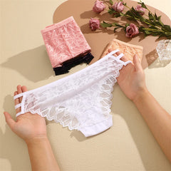 FINETOO 3Pcs Women's Lace Hollow Out Panties