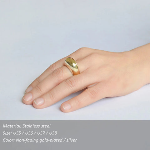 SUNIBI Simple Stainless Steel Arc Rings for Women - Elegant Geometric Jewelry for Couples