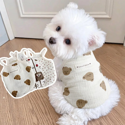 Spring Summer Cotton Bear Vest for Dogs - Cute Teddy Bichon Schnauzer Clothes