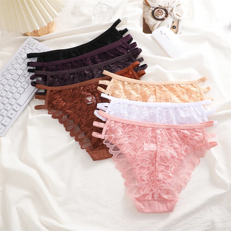 FINETOO 3Pcs Women's Lace Hollow Out Panties