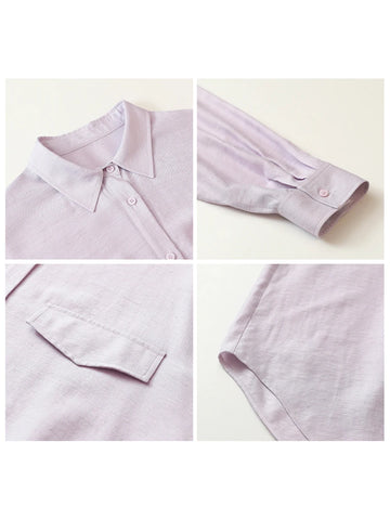 CHIC VEN Women's Solid Long Sleeve Blouse