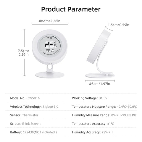 AVATTO ZigBee Smart Temperature and Humidity Sensor