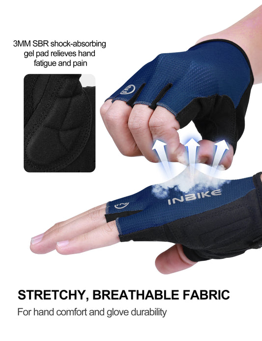 INBIKE Halfvinger fietshandschoenen – Ademende zomer MTB-handschoenen met schokabsorptie