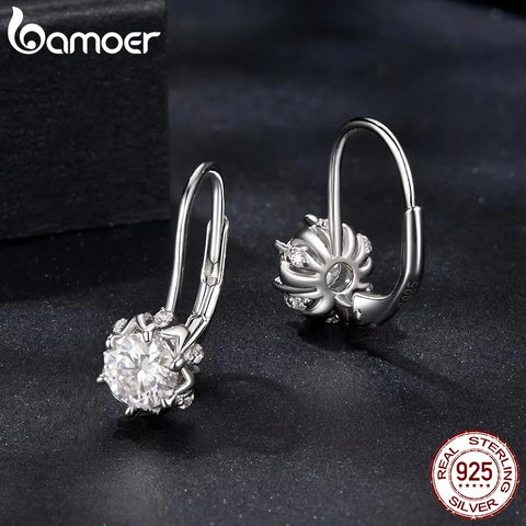 BAMOER Moissanite Flower Earrings
