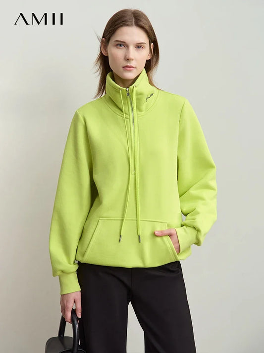 AMII Minimalism Women's Turtleneck Sweatshirt