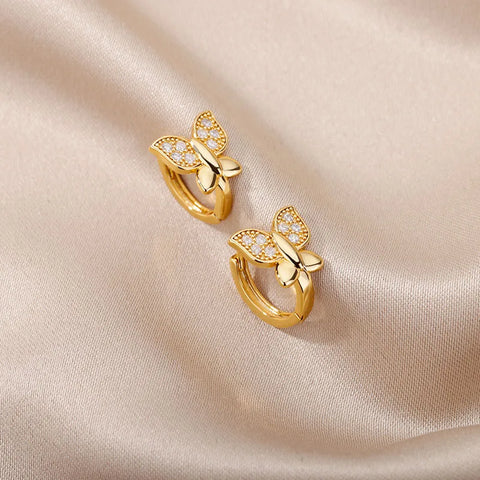 Stainless Steel Earrings for Women - Geometric Butterfly Twist Heart Zircon Minimalist Wedding Aesthetic Jewelry Gift 2023