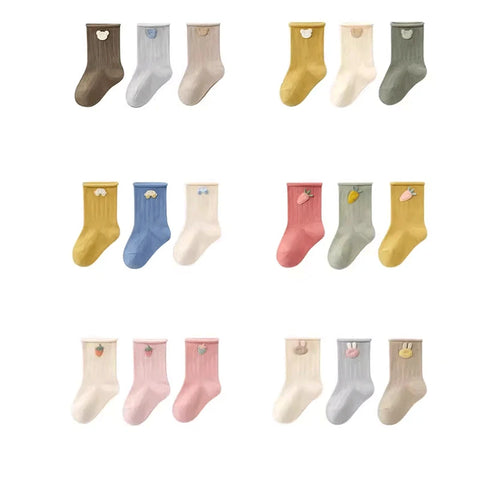 AIBEDILA 3 paar unisex katoenen babysokken 
