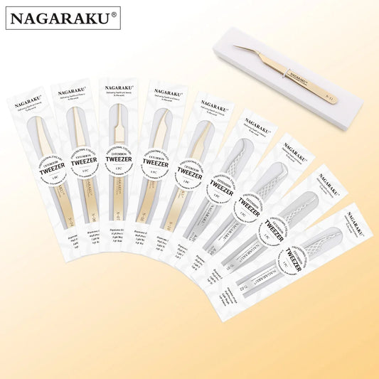 NAGARAKU Eyelash Extension Tweezers - Precision Stainless Steel Makeup Tool