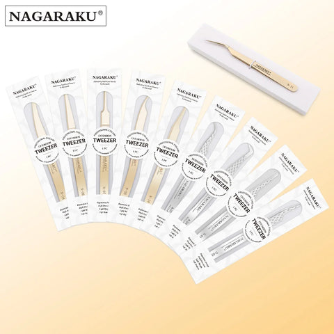 NAGARAKU Eyelash Extension Tweezers - Precision Stainless Steel Makeup Tool